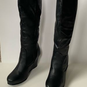 Black wide calf boots